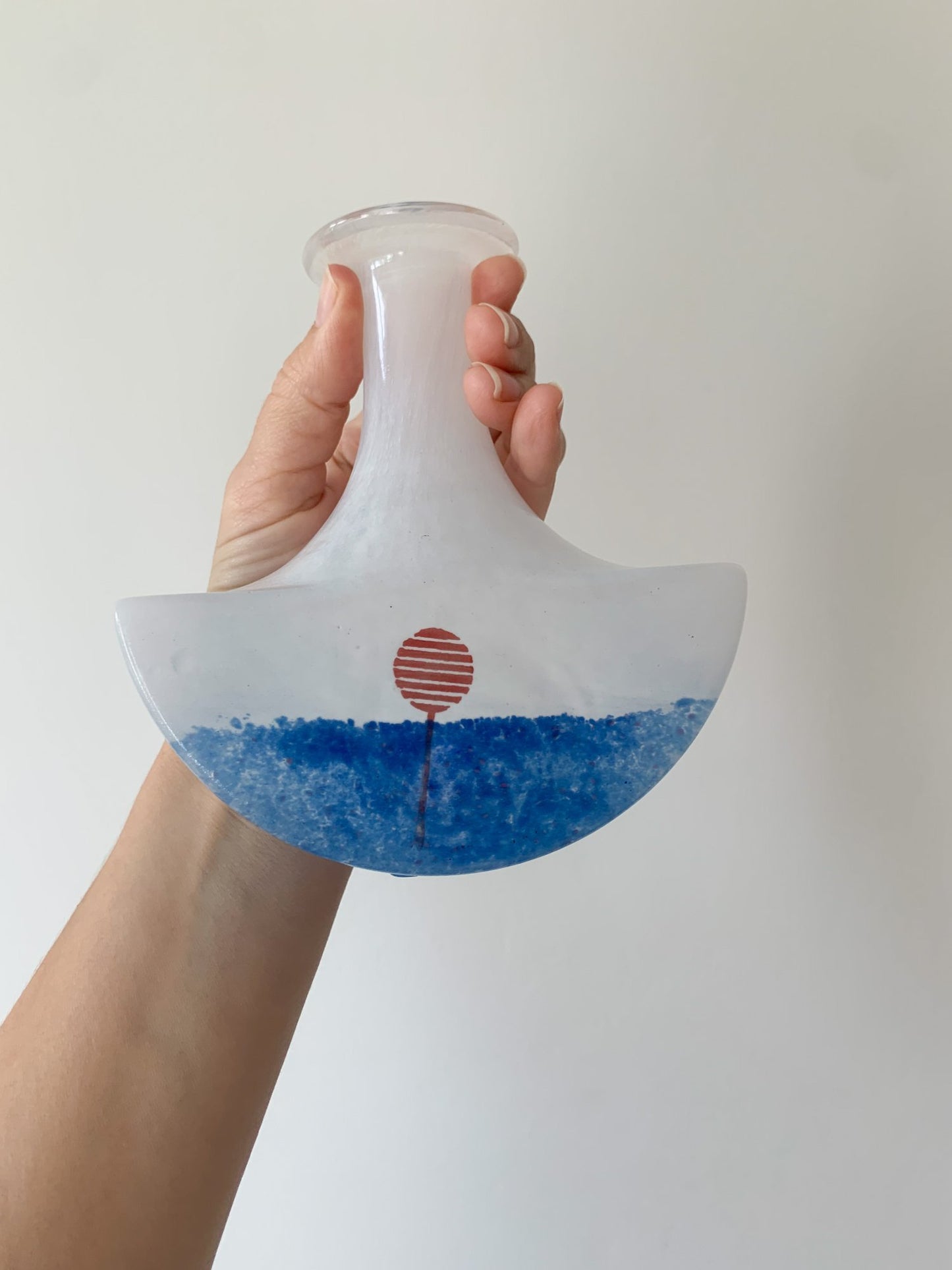 Vase and bottle July series boat shape. Designer Kjell Engman, Kosta Boda, 1980s