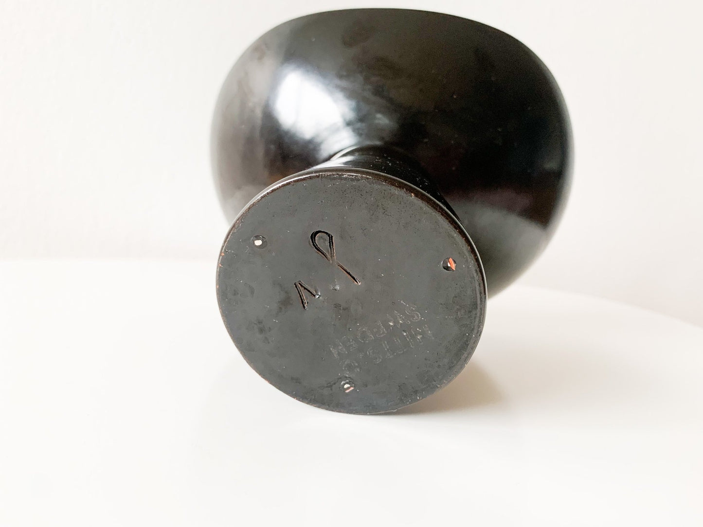 Vintage black gray vase and candle holder by Jerk Werkmäster, 1960s. Nittsjö ceramics