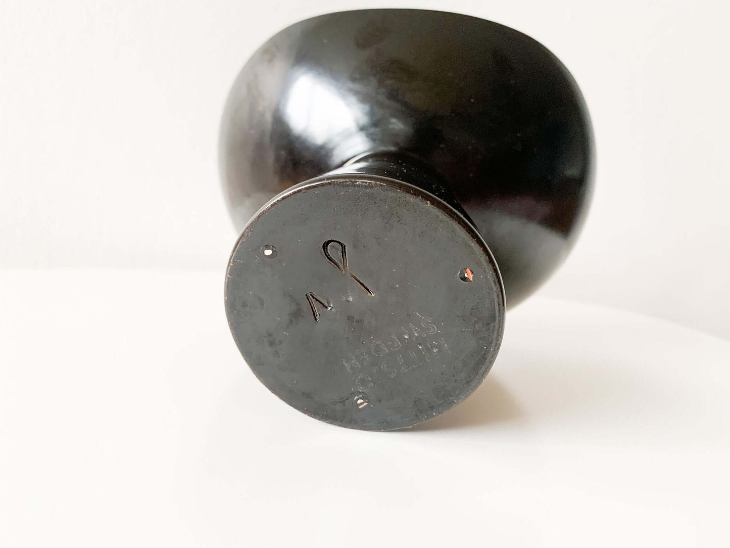 Vintage black gray vase and candle holder by Jerk Werkmäster, 1960s. Nittsjö ceramics