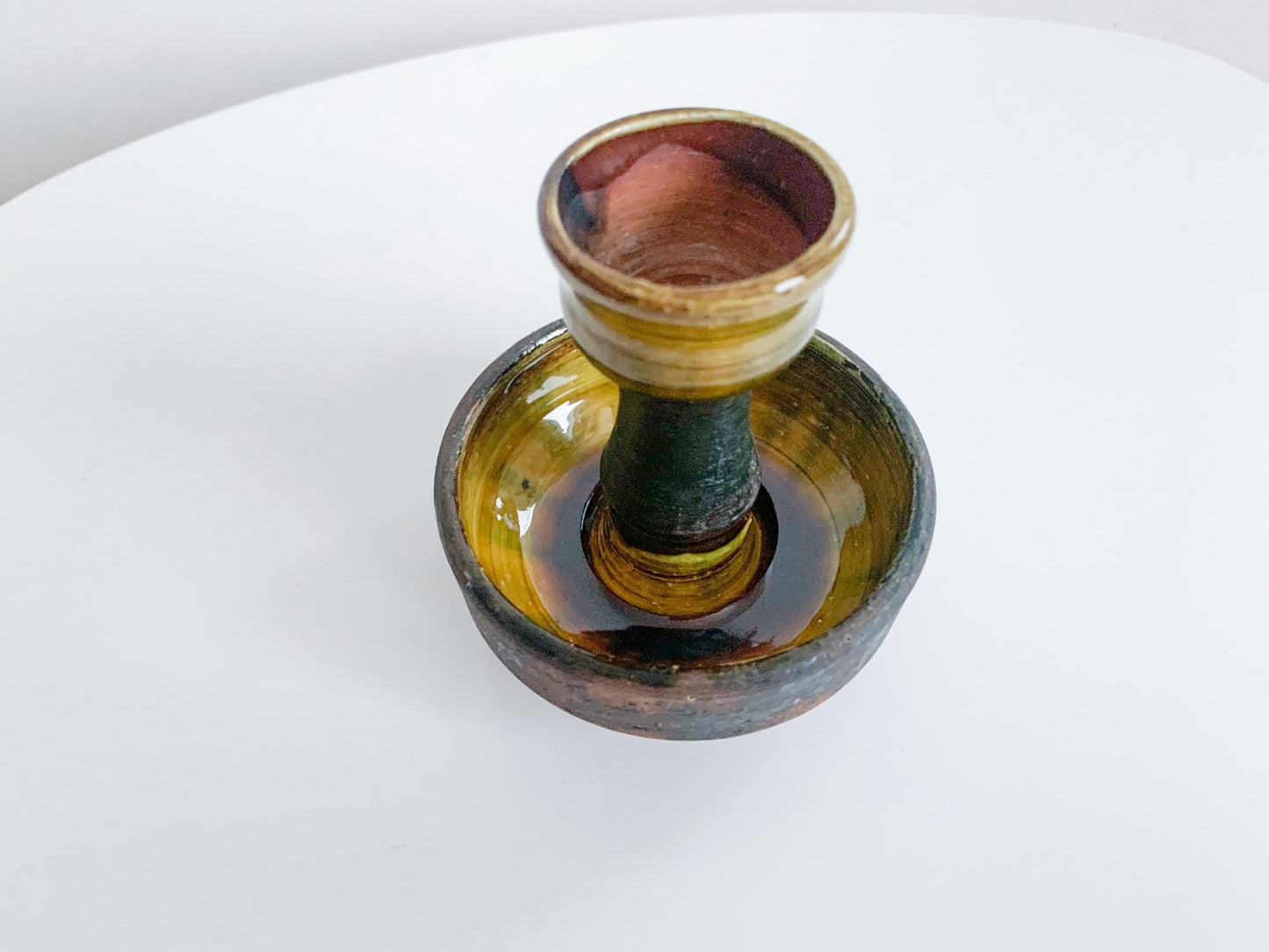 Vintage art ceramic candle holder, design Janos Szilasi, Visby Sweden 1970s