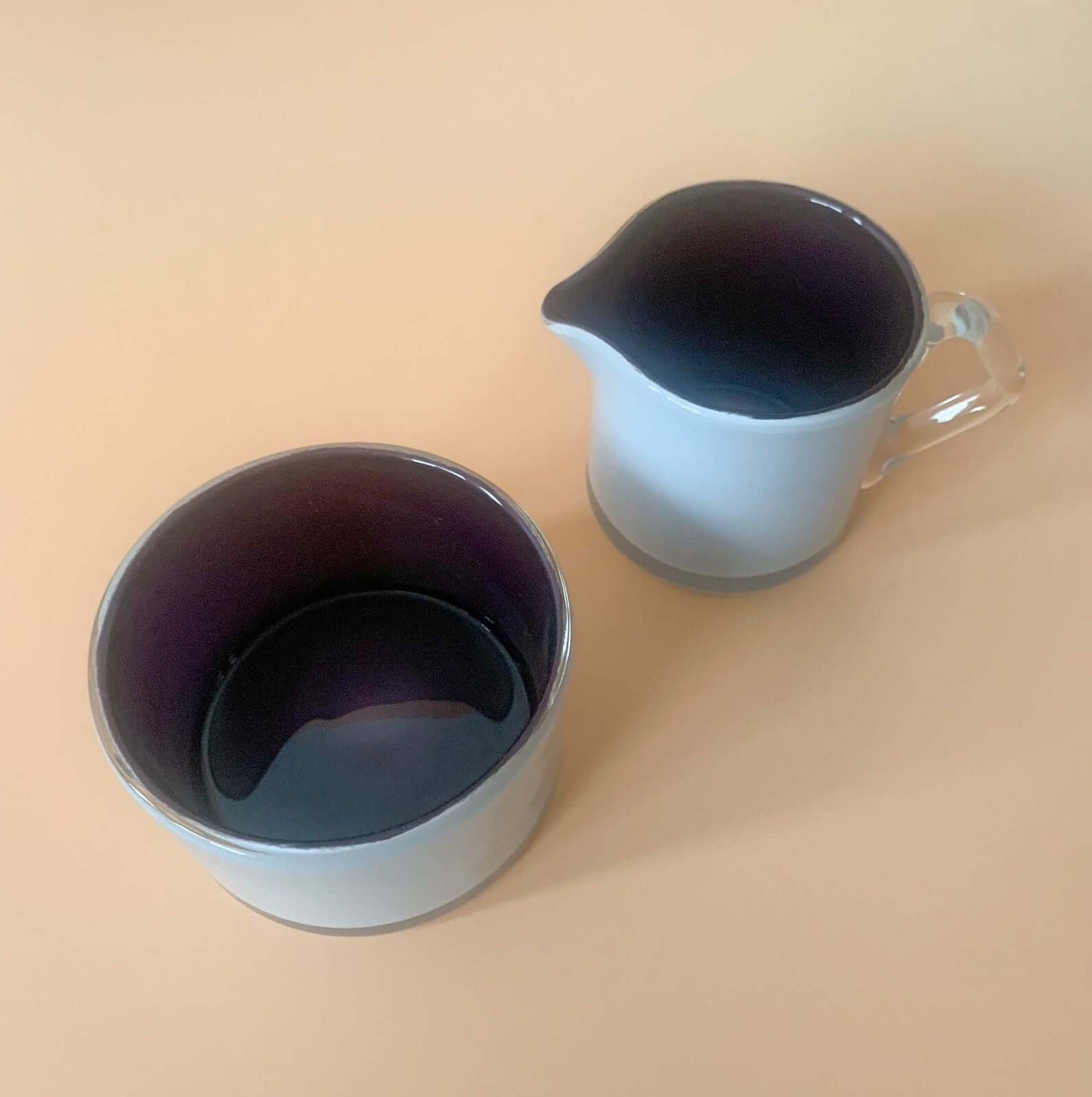 Sugar bowl & creamer, Black & White series, designer Nanny Still, Riihimäki, 60s