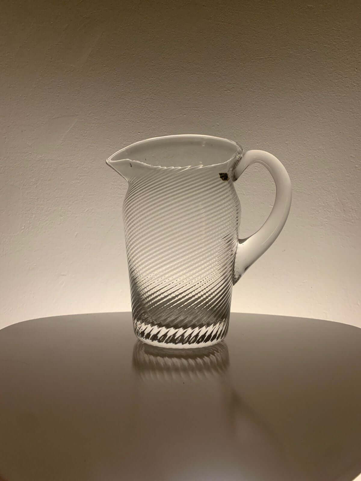 Nason & Moretti swirl pitcher of clear glass, Murano, Italy, 1950s