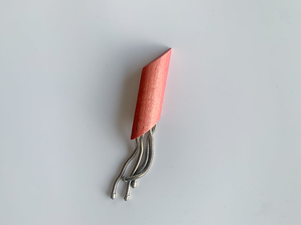 Wood red brooch by Aarikka Finland