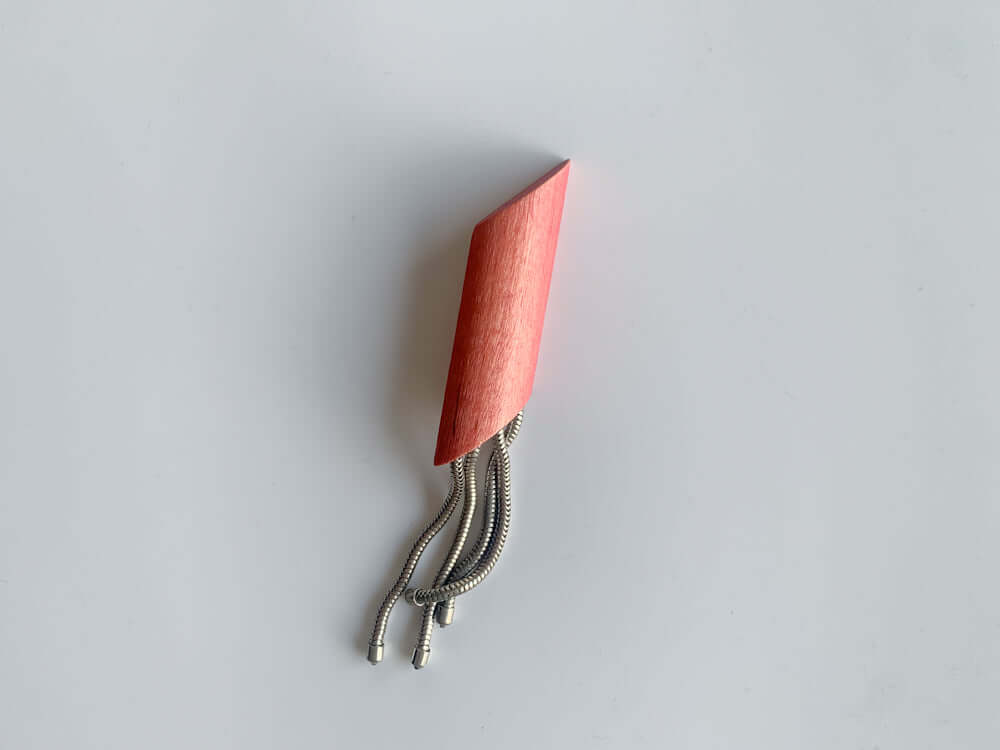 Wood red brooch by Aarikka Finland