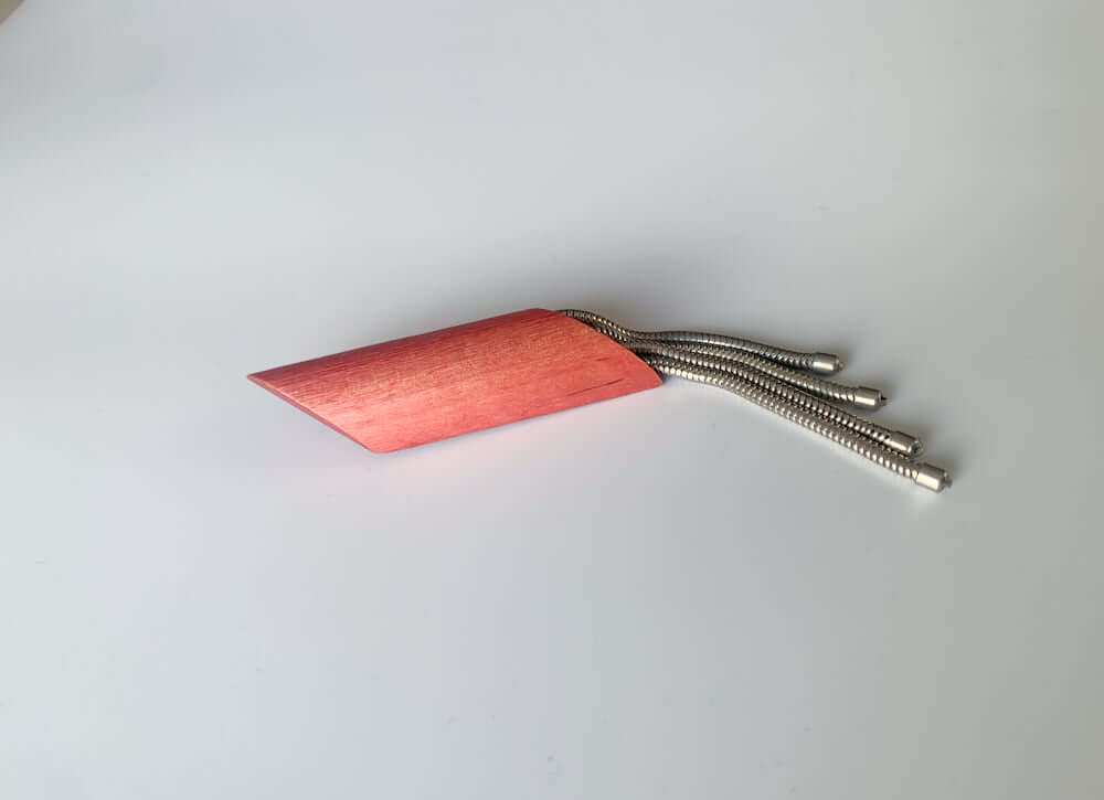 Wood red brooch by Aarikka Finland
