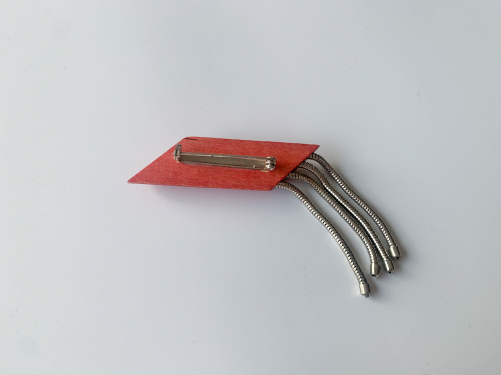 Wood red brooch by Aarikka Finland