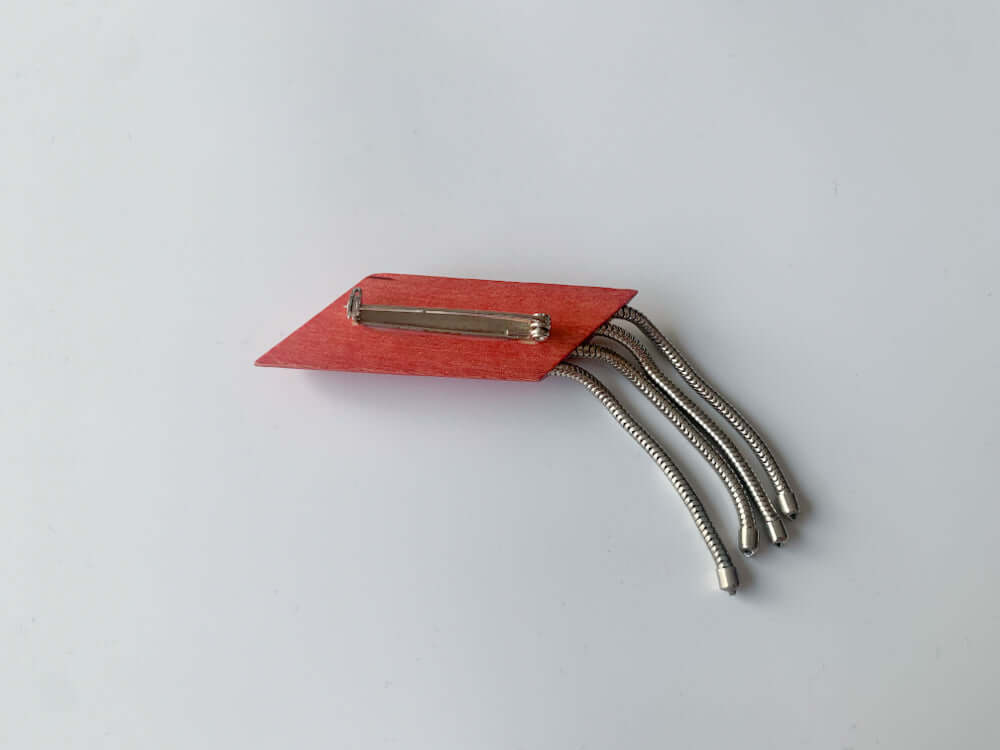 Wood red brooch by Aarikka Finland