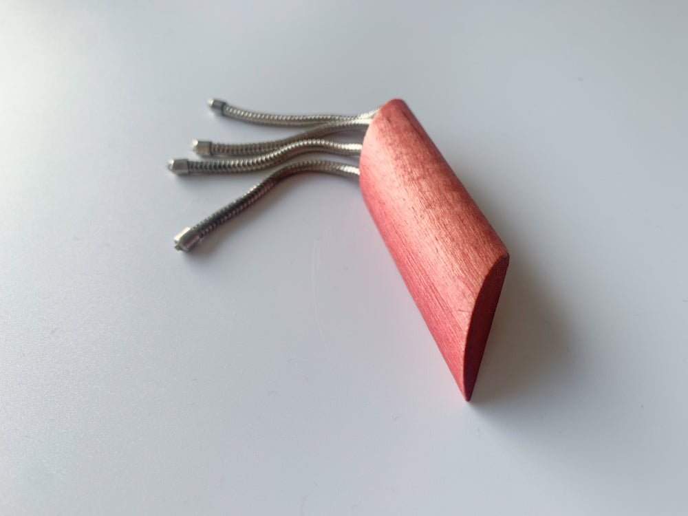 Wood red brooch by Aarikka Finland