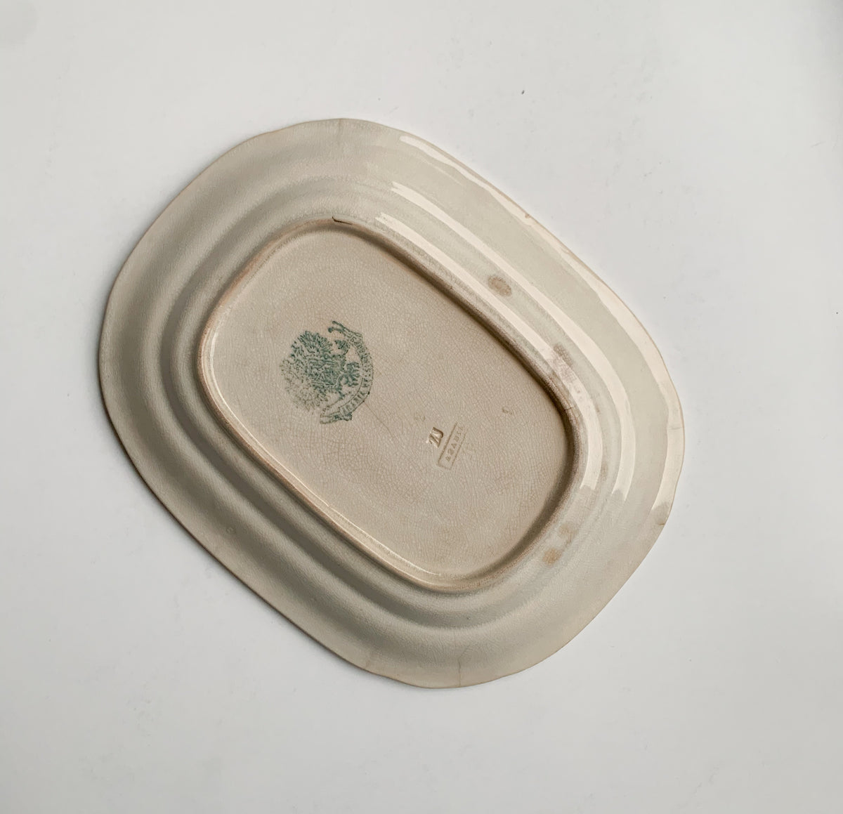 Antique faience Arabia serving platter, rare mark 1887-1910