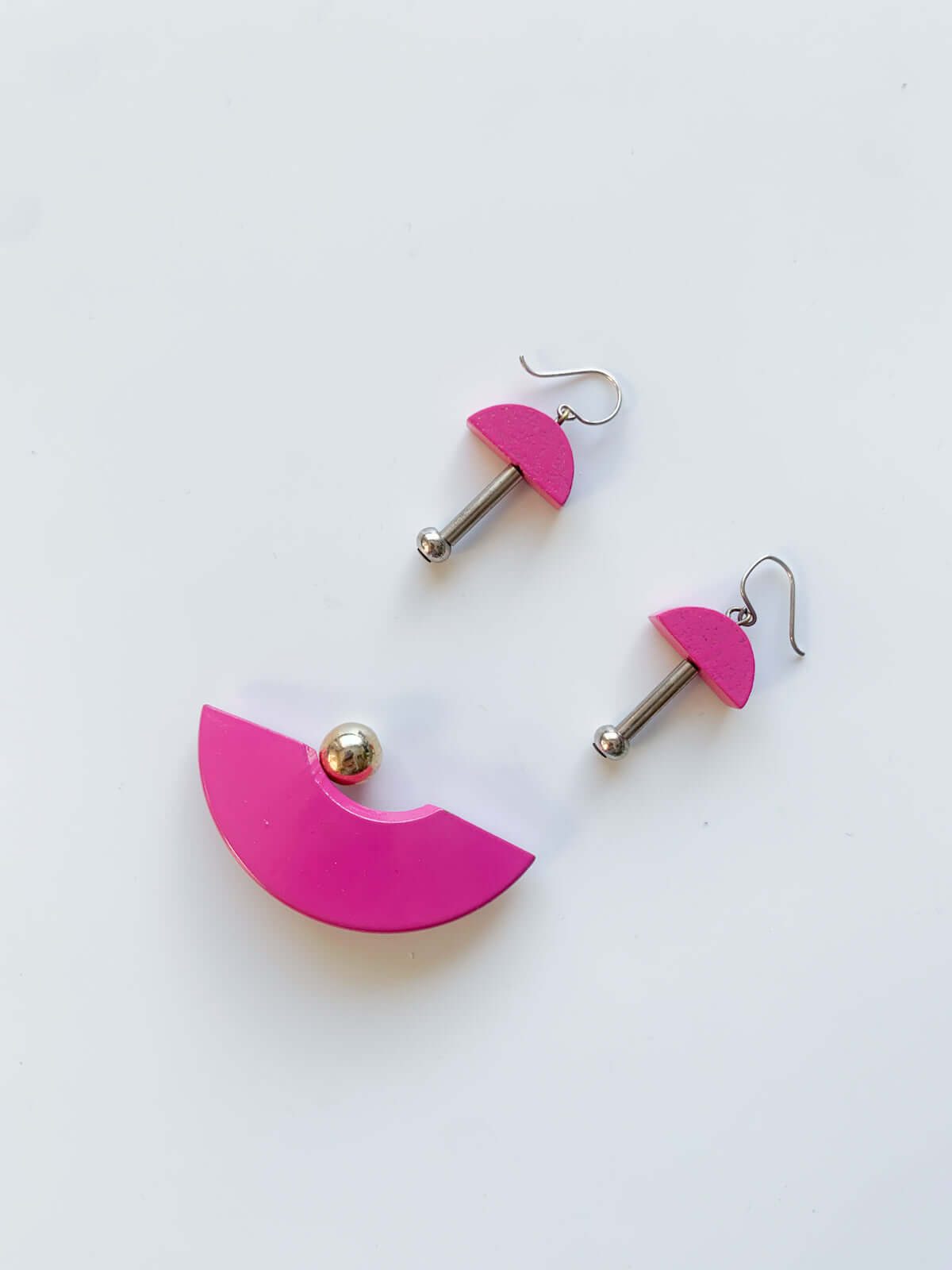 Pink Arc Aarikka Wooden Brooch
