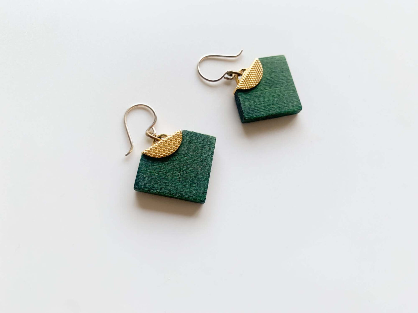 Aarikka Finland Wooden Earrings with Brass Detail