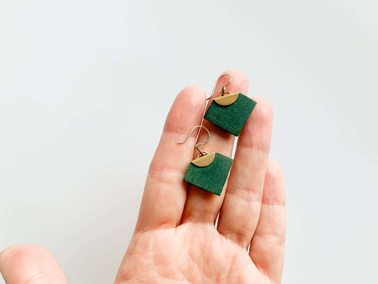 Aarikka Finland Wooden Earrings with Brass Detail