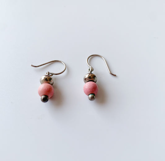 Aarikka Finland | Pink Wooden Drop Earrings