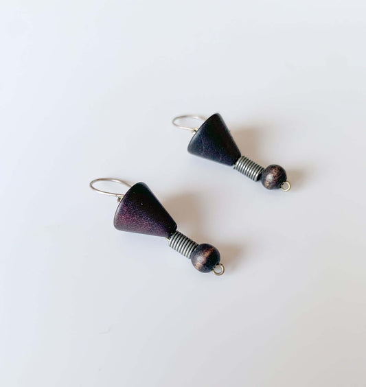 Aarikka Finland, Wooden Coffee Drop Earrings