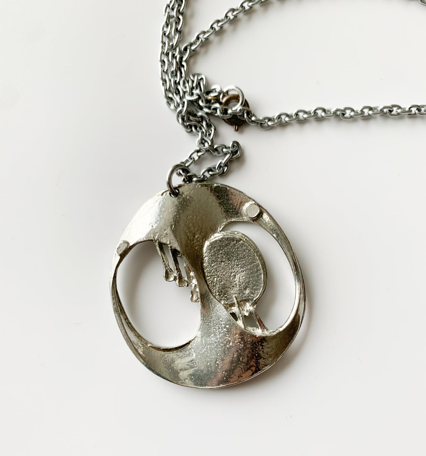 Brutalist Pendant | 1970s, silver-plated pewter