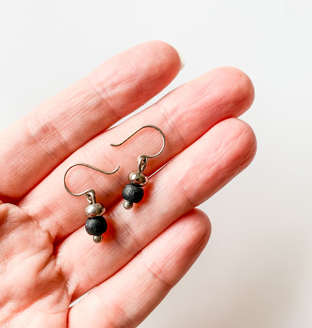 Wood & metal bead earrings | Aarikka