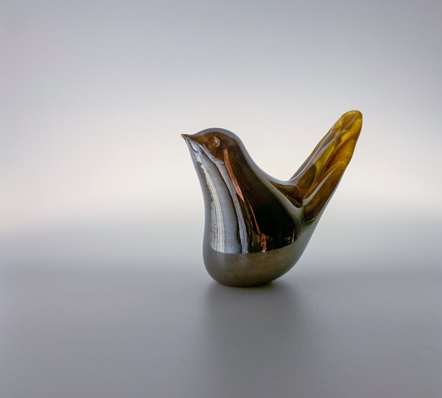 Iridiscent glass figurine of a cuckoo, Imatra Finland