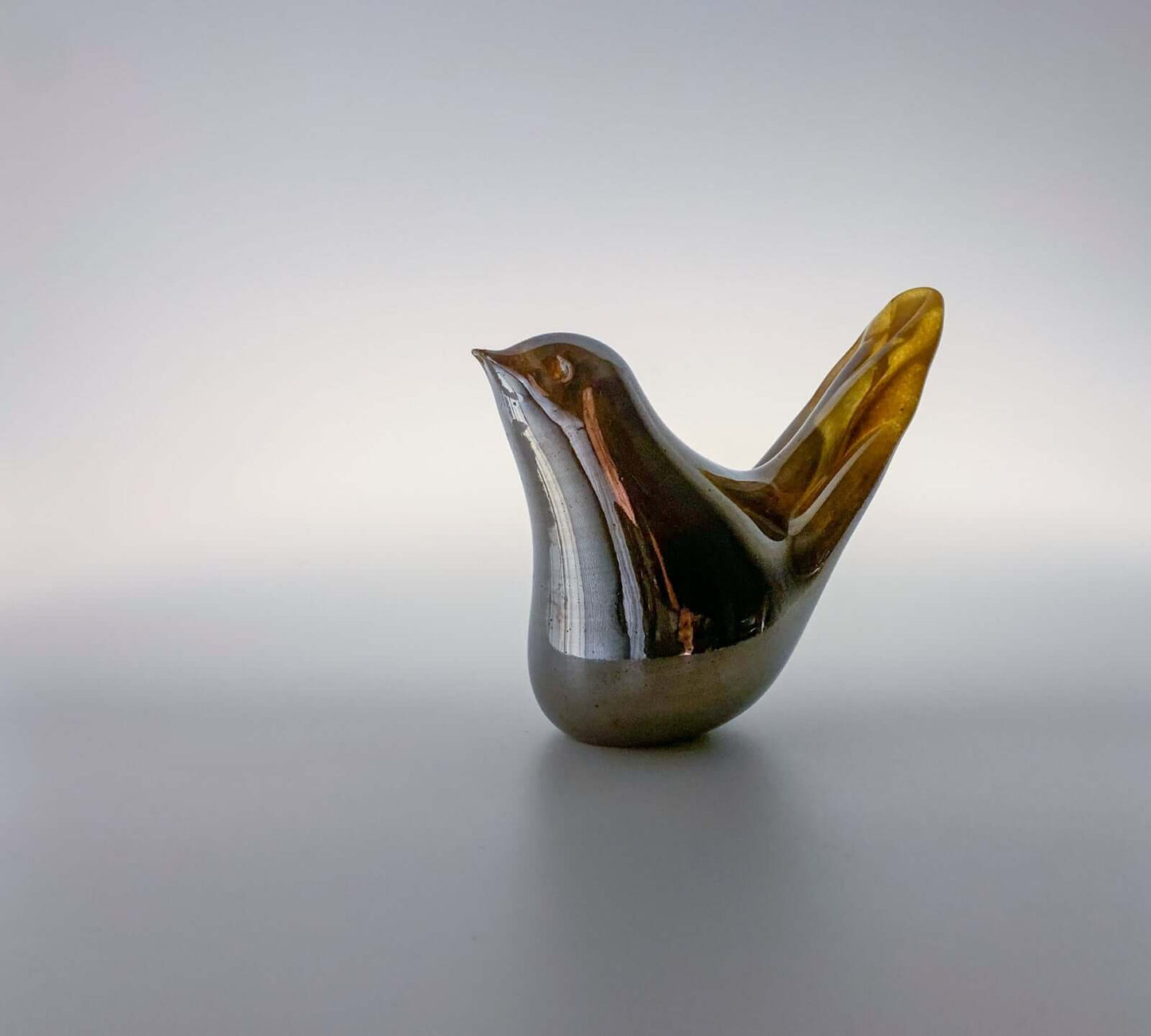 Iridiscent glass figurine of a cuckoo, Imatra Finland