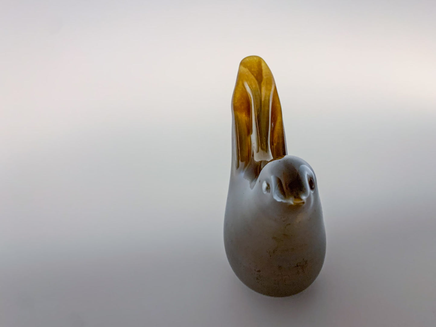Iridiscent glass figurine of a cuckoo, Imatra Finland