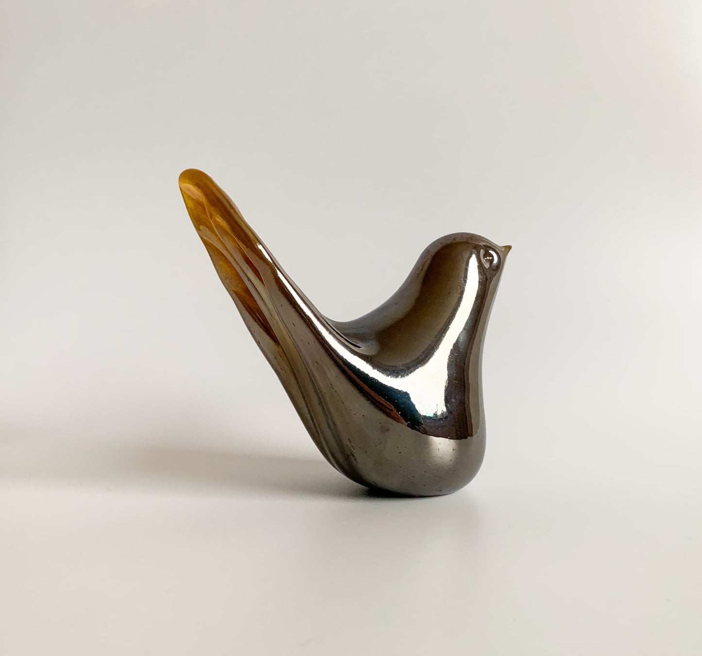 Iridiscent glass figurine of a cuckoo, Imatra Finland