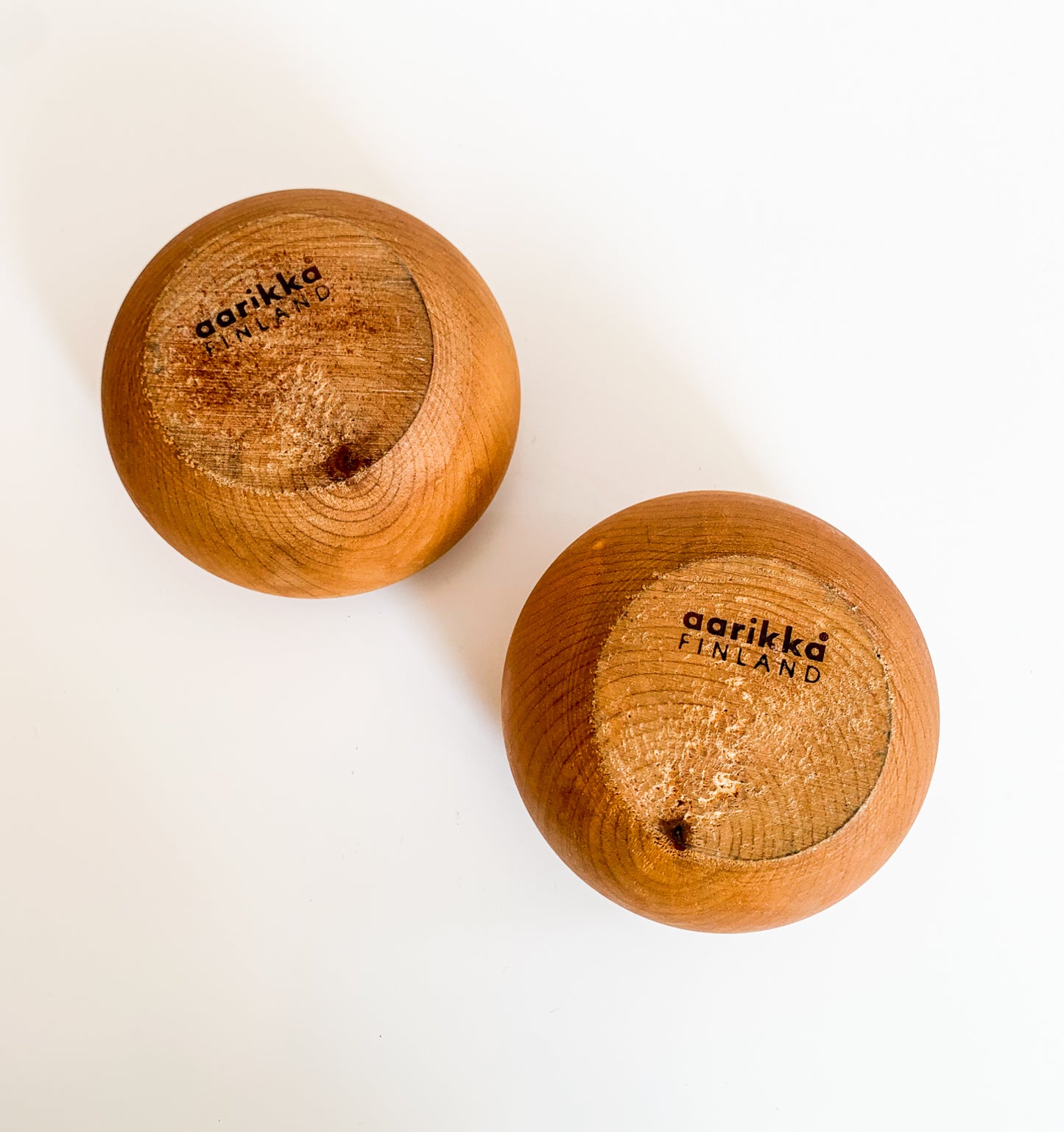 Aarikka Finland | 2 Handmade Wooden Serving Bowls