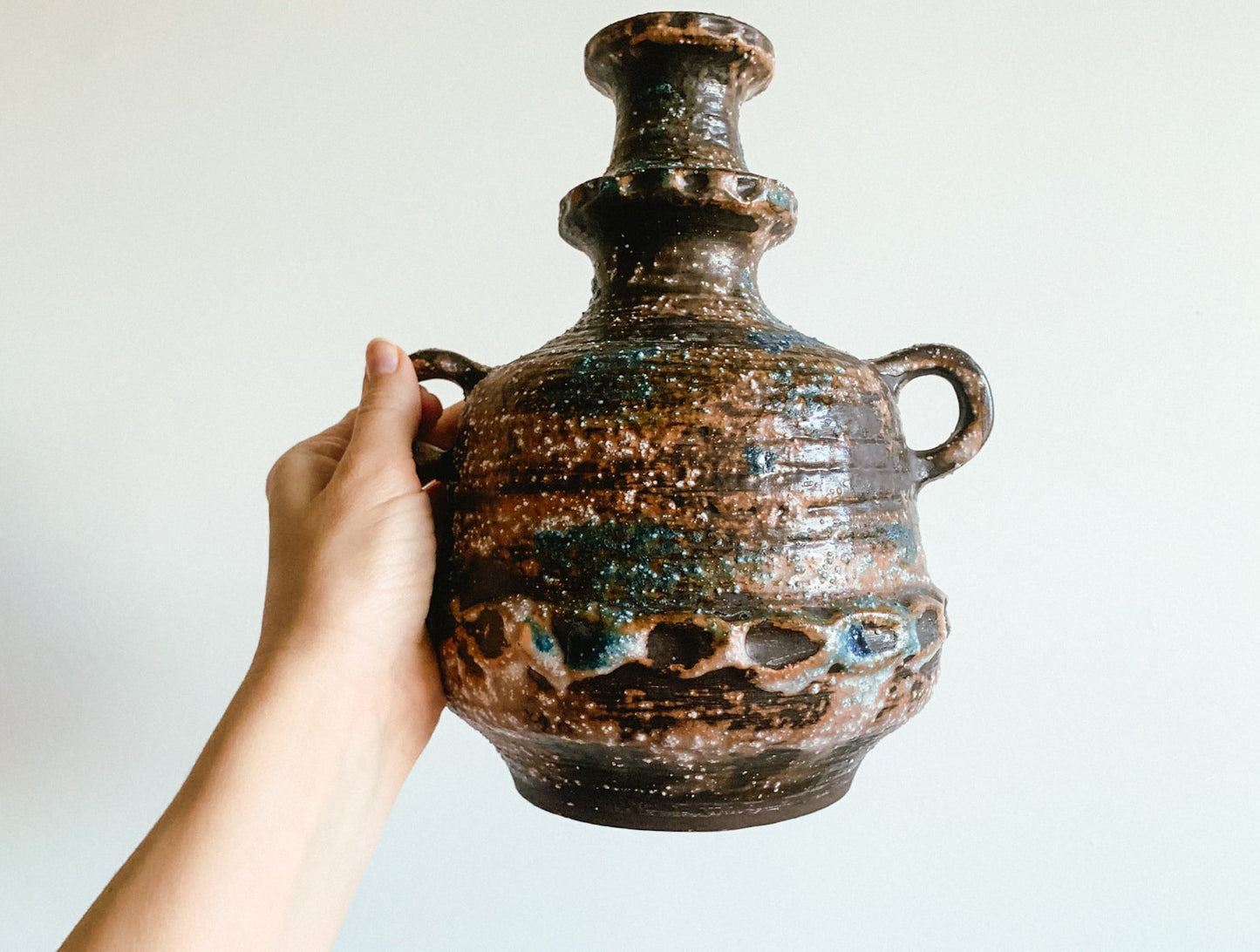 Tall ceramic vase by Carstens, Fat Lava, Germany 1970s