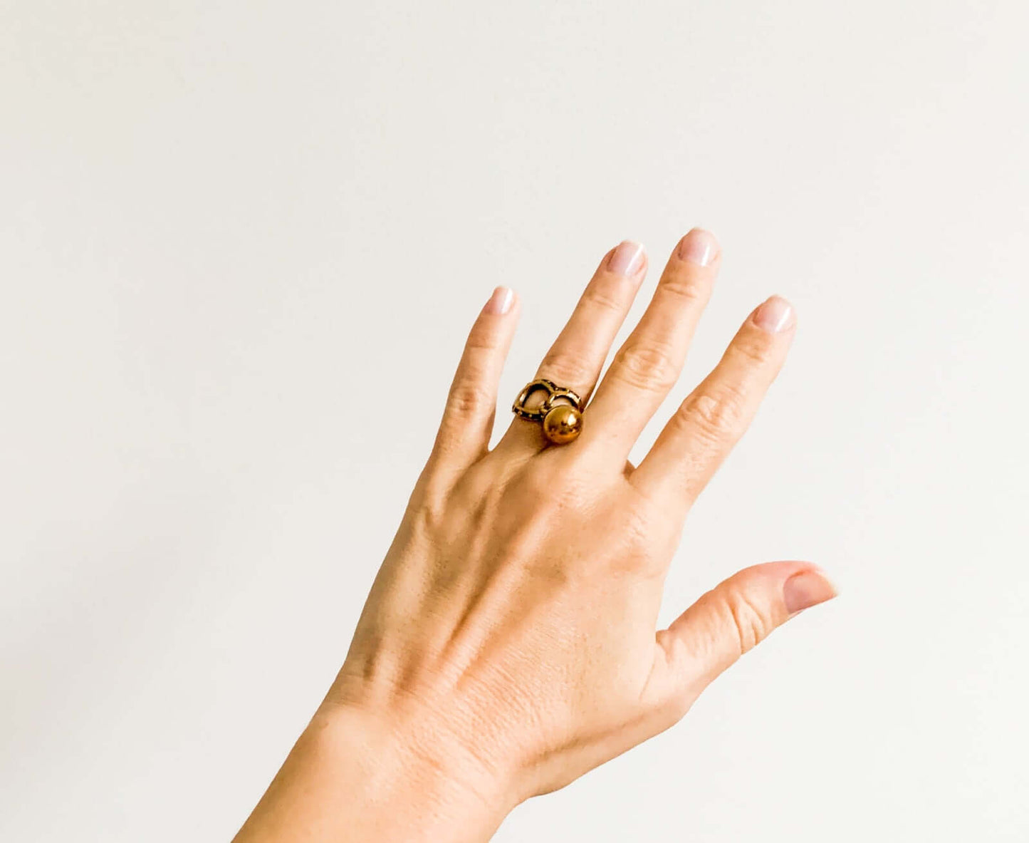 Kinetic bronze modernist ring, Valo Koru Finland