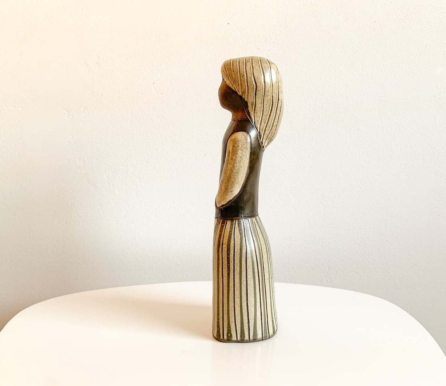 Tall ceramics girl figurine, TEKT Estonia 1960s