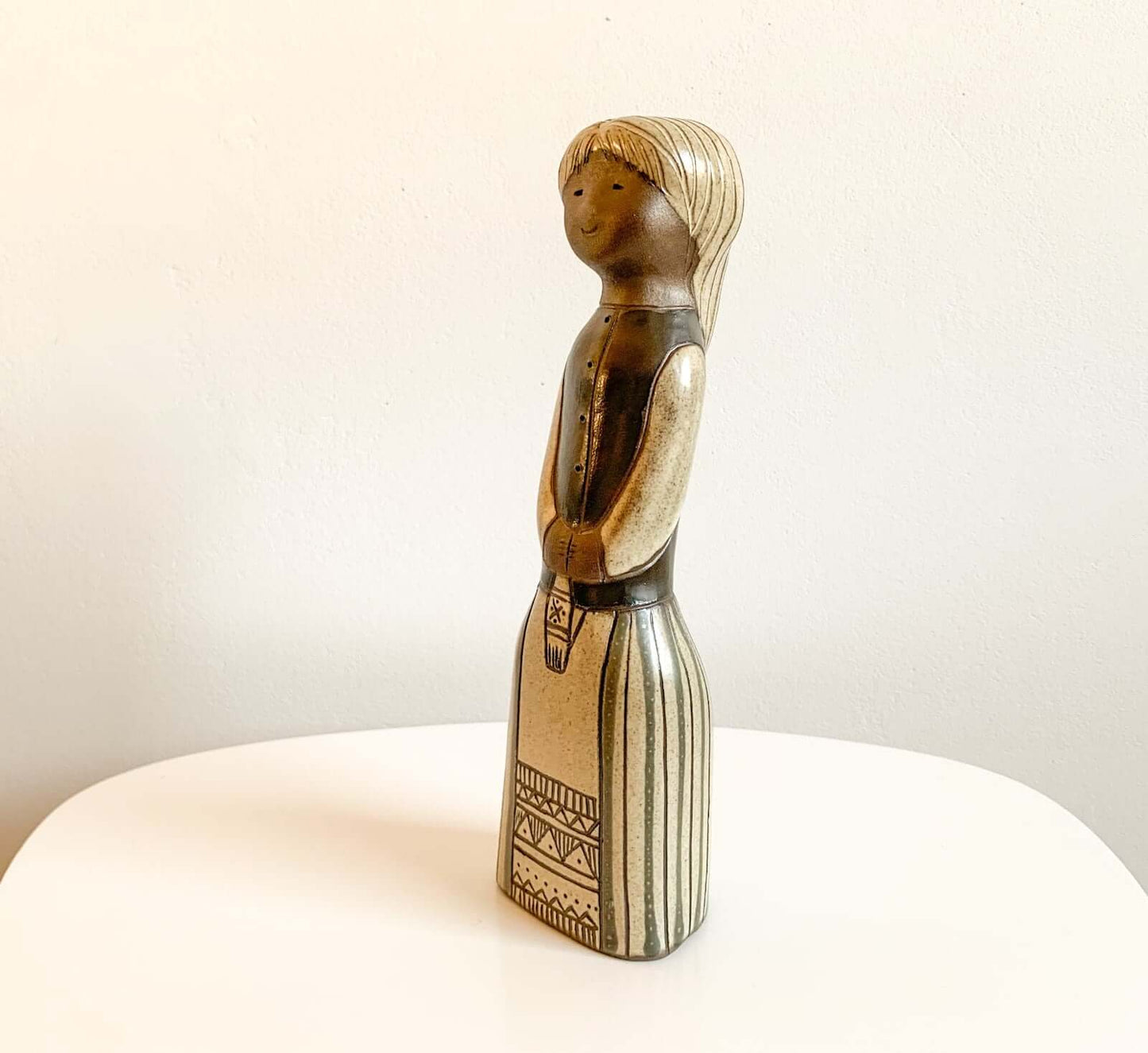 Tall ceramics girl figurine, TEKT Estonia 1960s