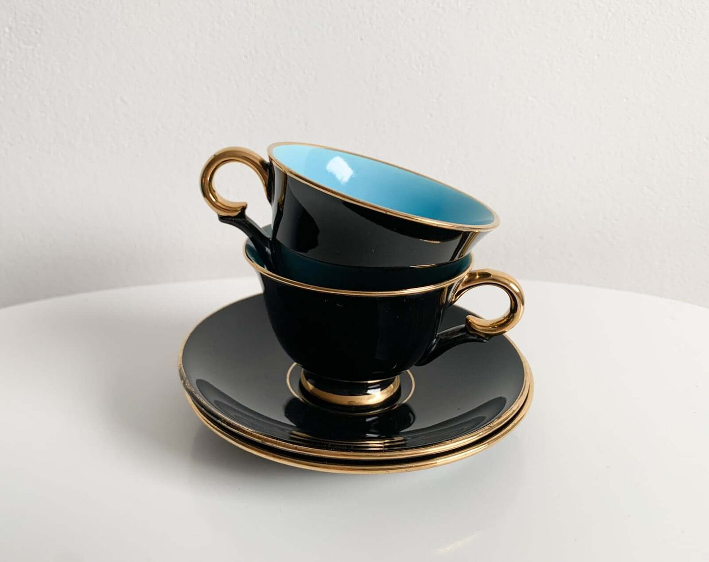 Stavangerflint Cup and Saucer Harlequin, serene sky blue, 1950s