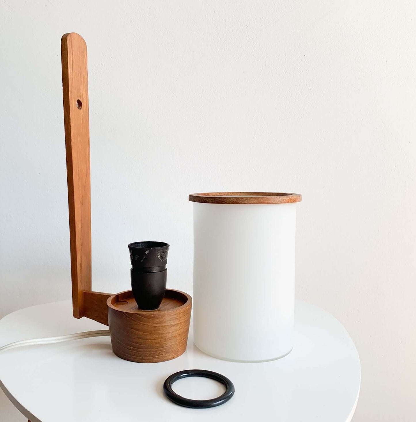 Rare Lival Oy wall teak lamp, Finland 1950s