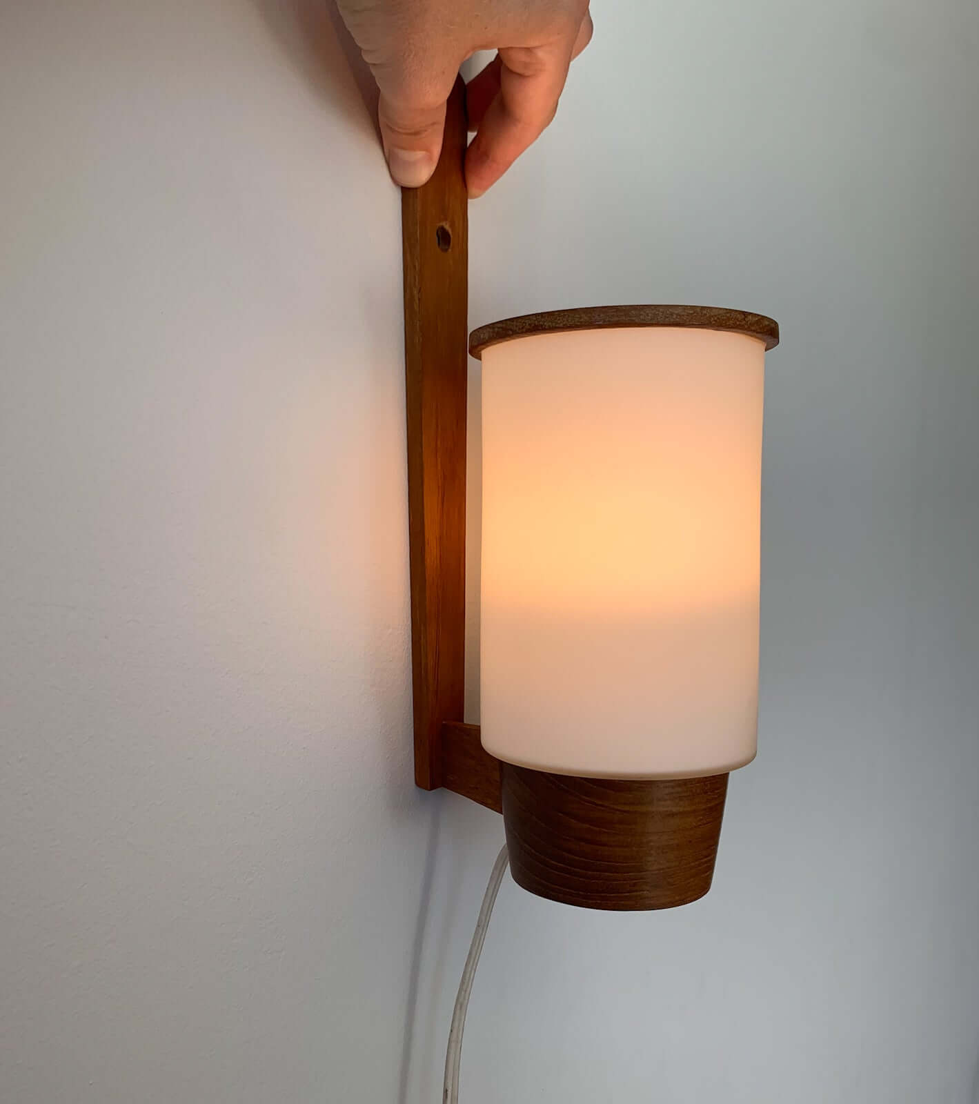 Rare Lival Oy wall teak lamp, Finland 1950s