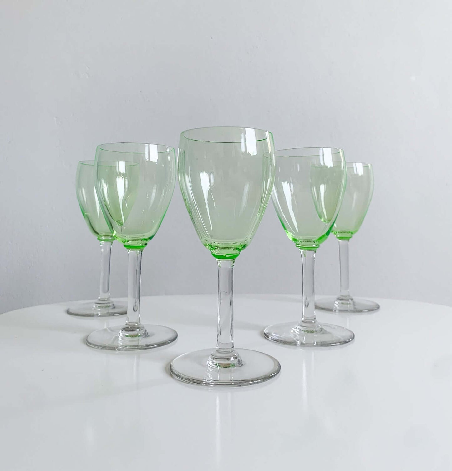 Likely Riihimaki, Set 5 Uranium Wine Glasses