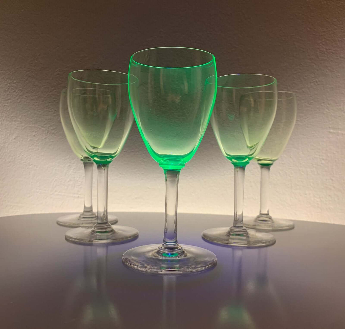 Likely Riihimaki, Set 5 Uranium Wine Glasses