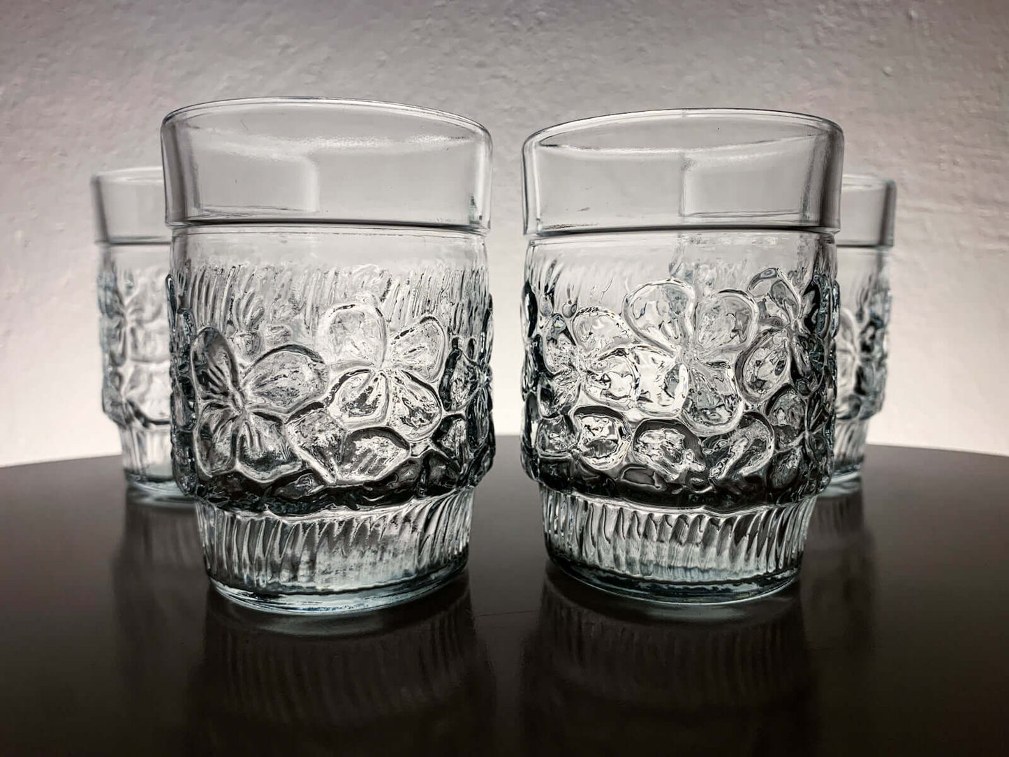 Vintage 4 Water Glasses Riihimaki Viola Series, 1970s Finland