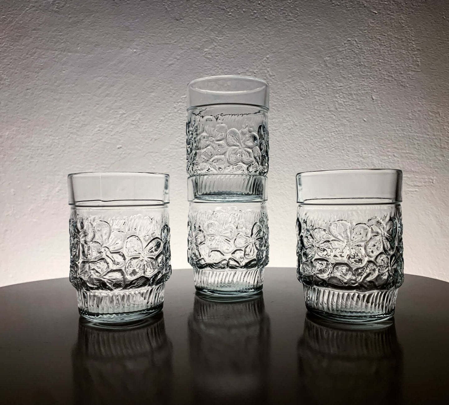 Vintage 4 Water Glasses Riihimaki Viola Series, 1970s Finland
