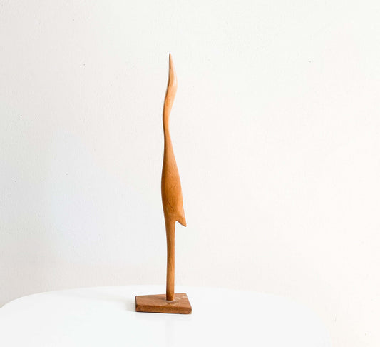 Hand-carved wooden crane sculpture | 1950s to 1960s