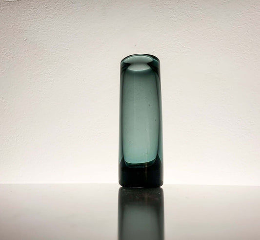 Holmegaard Per Lutken, Art glass grey vase Chimney, Denmark 1960s