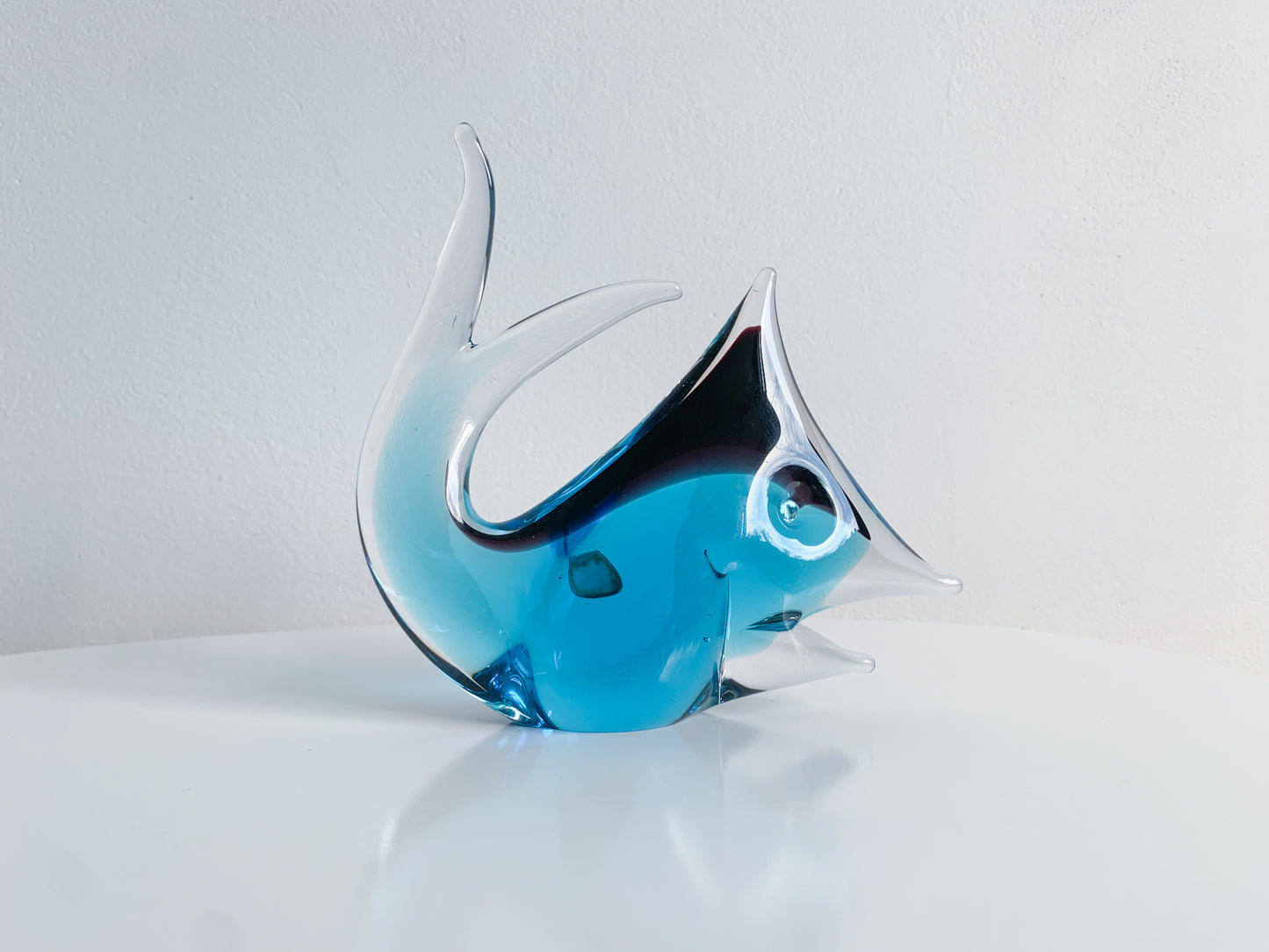 Figurine Fish in Sommerso technique, FM Konstglas, Marcolin, 1960s