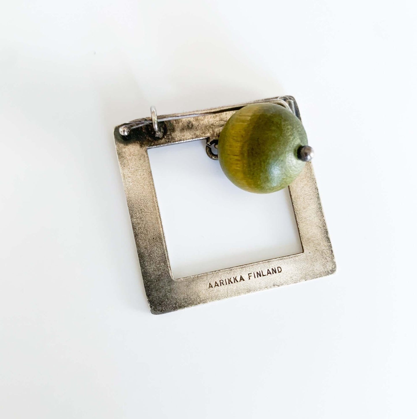 Aarikka Finland | Rare Silver Brooch with Wooden Sphere