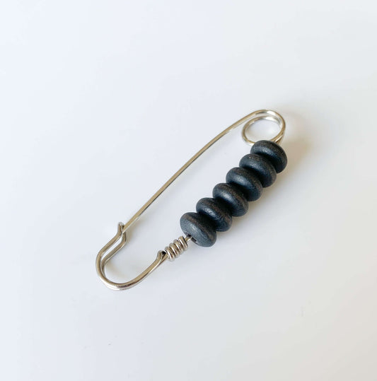 Aarikka Finland | Safety Pin Brooch with Wooden Beads