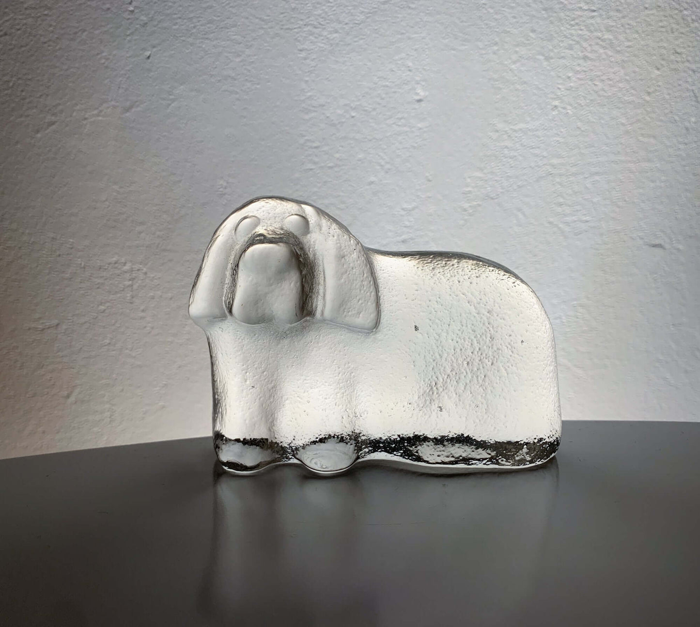 Dog art glass figurine, Muurla Finland