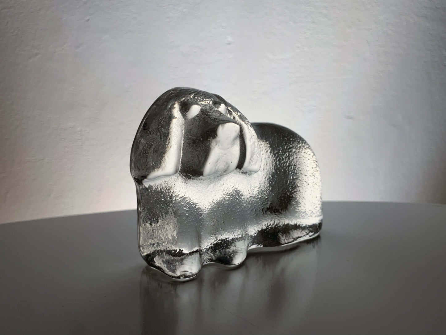Dog art glass figurine, Muurla Finland