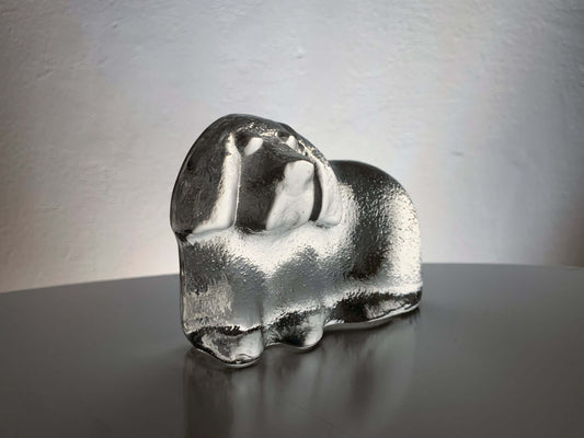 Dog art glass figurine, Muurla Finland