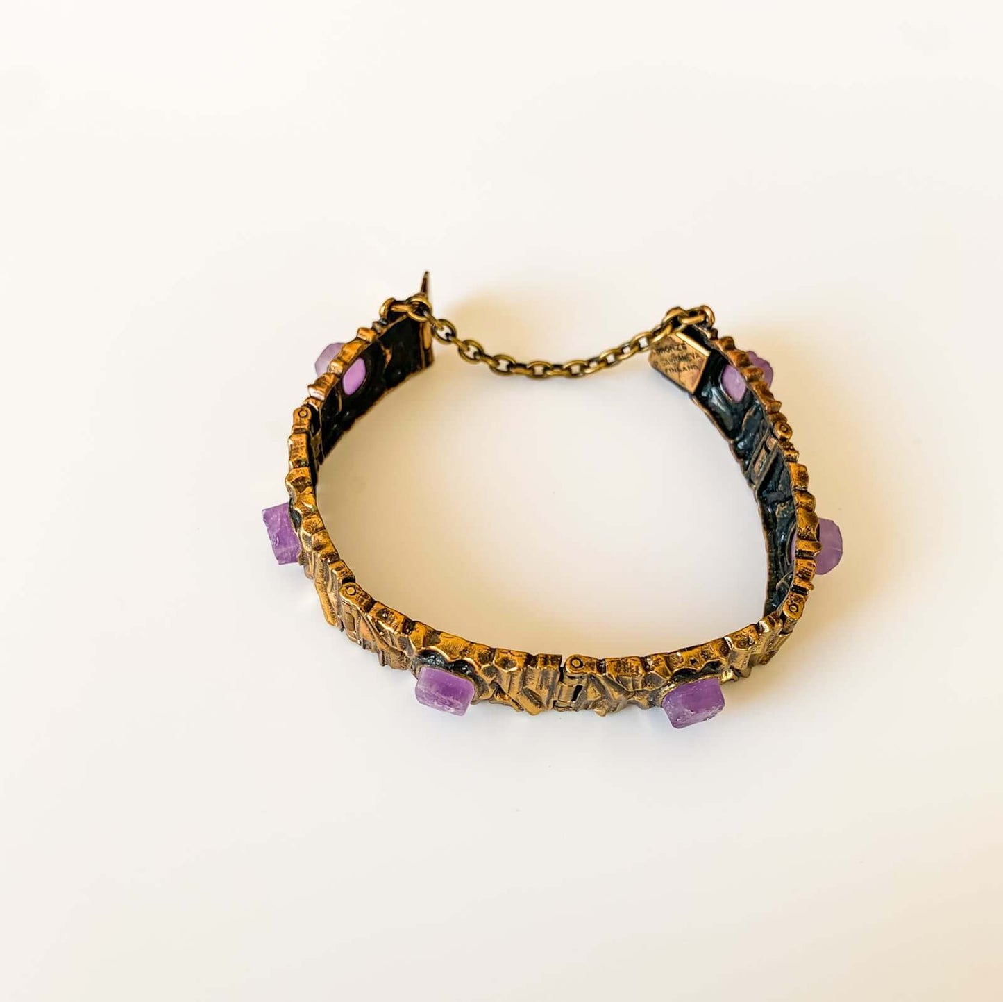 Brutalist bracelet Kelo, amethyst, Pentti Sarpaneva