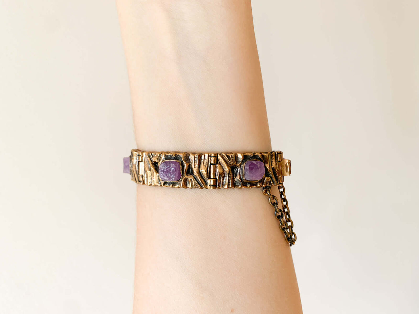 Brutalist bracelet Kelo, amethyst, Pentti Sarpaneva