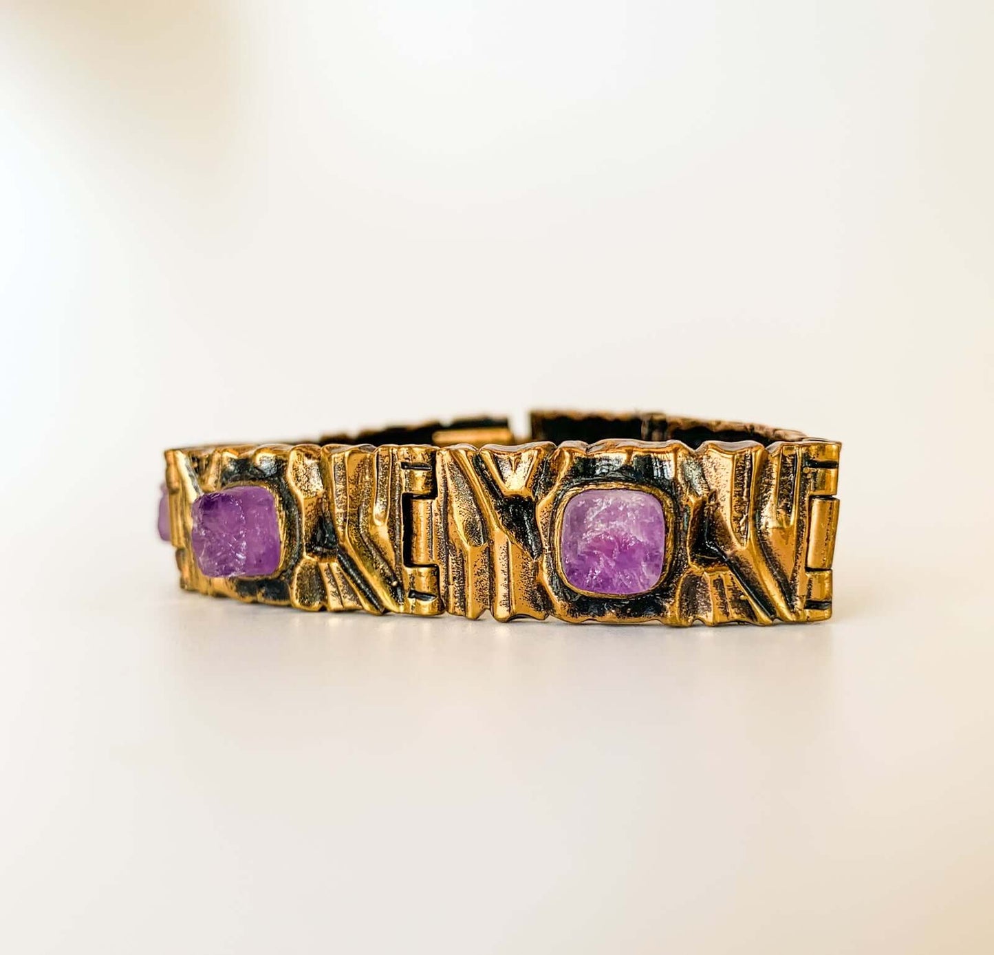 Brutalist bracelet Kelo, amethyst, Pentti Sarpaneva