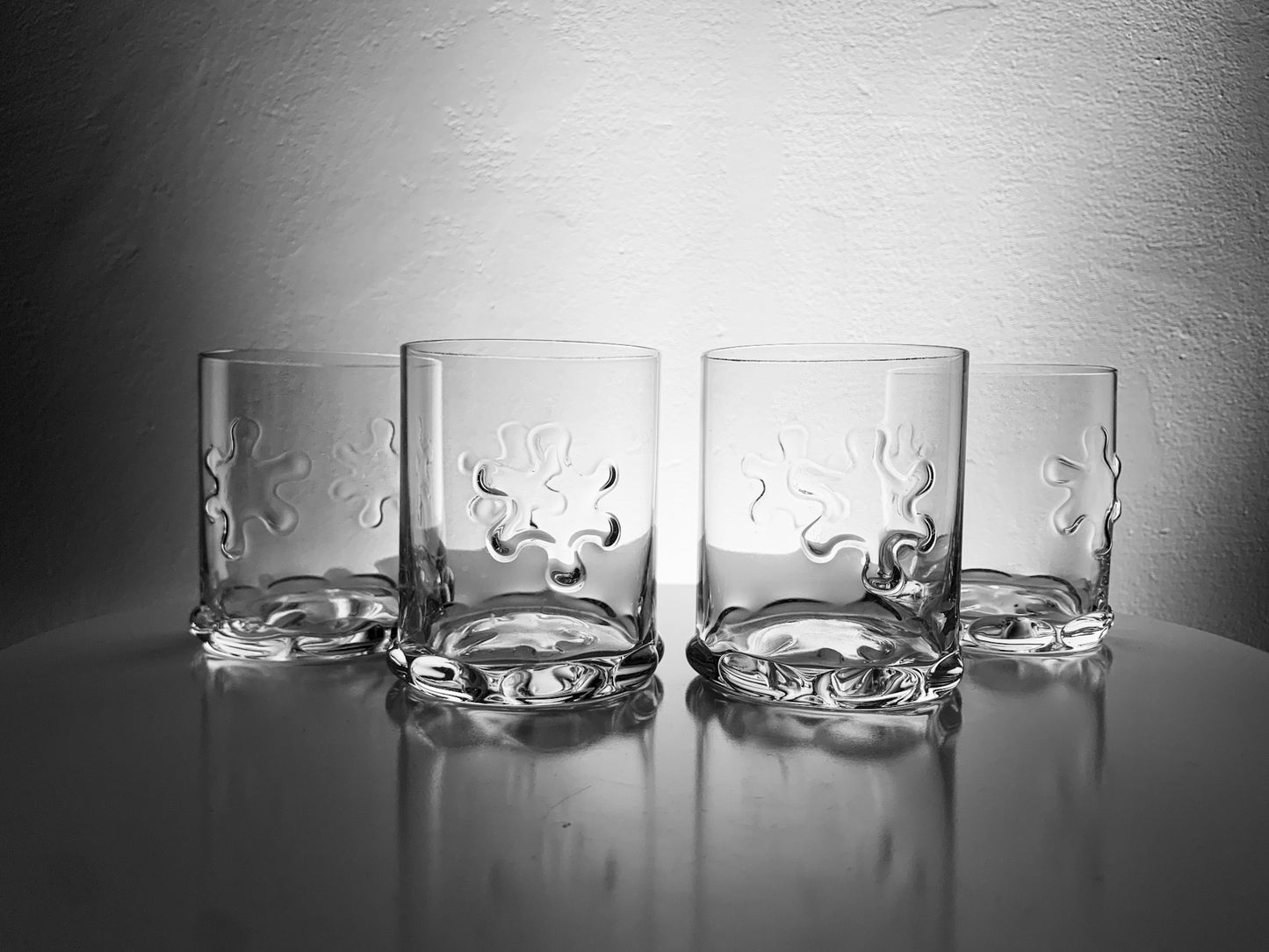 Riihimäki, Set of 4 elegant glasses Kasperi, designer Erkki Siiroinen, Finland