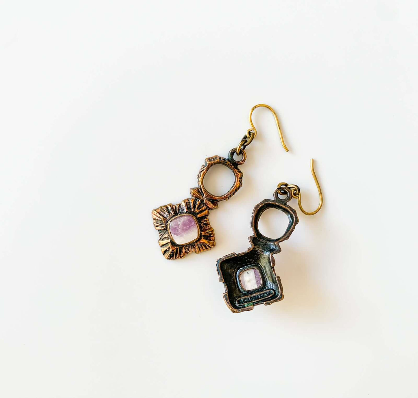 Brutalist earrings Kelo, amethyst, Pentti Sarpaneva