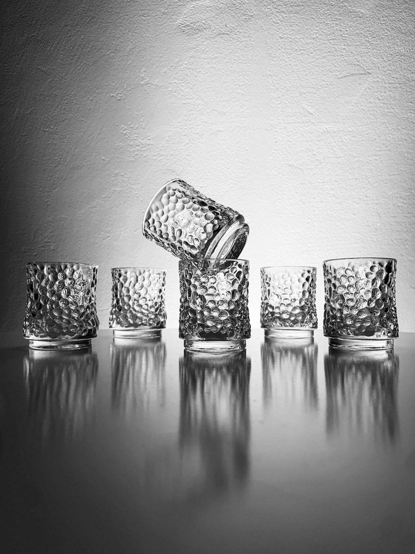 Set of 6 crystal modernist shot glasses Lara, designer Eero Rislakki, 1968-71 Finland